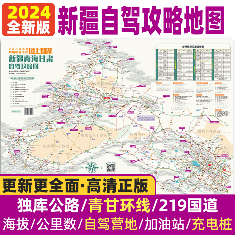 2024新疆西部自驾游攻略地图手绘青甘环线 219国道南北疆青海旅行