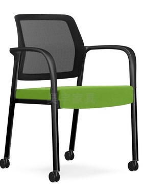 带扶手滑轮会议椅厚实布面办公室接待室椅图书阅览椅单位培训椅子