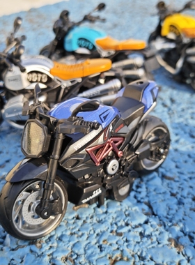 合金摩托车玩具仿真赛车模型男孩回力小汽车礼物2机车4儿童1一3岁