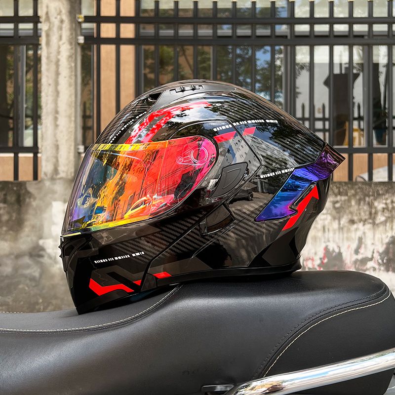 Orz摩托车头盔男女揭面盔双镜3C认证机车夏季个性电动车全盔蓝牙