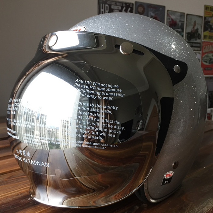 MIX台湾复古机车头盔防风面罩防uv摩托车半盔通用泡泡镜揭面镜片