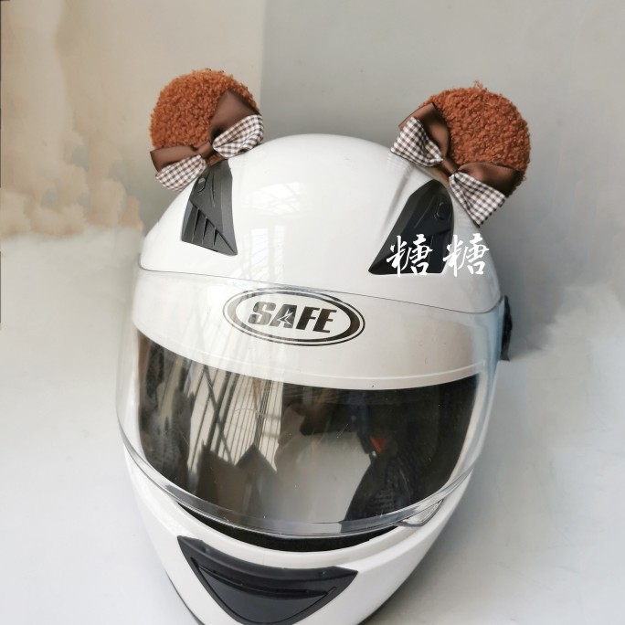 原创猫耳兔耳朵头盔装饰摩托车少女骑士机车可爱帅气毛绒配件拆卸