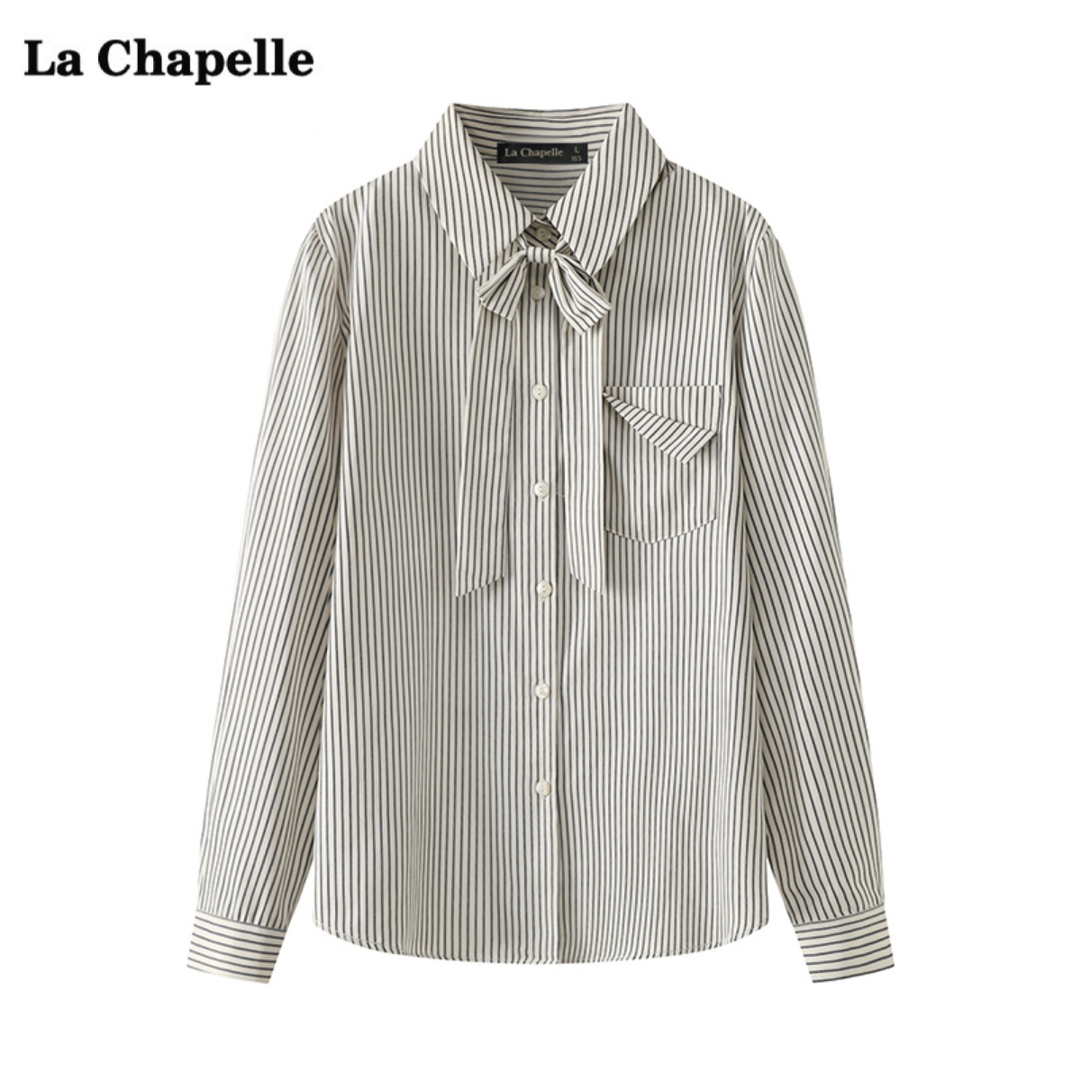 拉夏贝尔/La Chapelle条纹长袖衬衫女春季新款宽松休闲百搭上衣