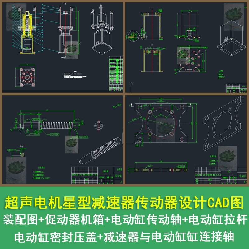 超声电机星型减速器传动器设计CAD图含说明书带solidworks三维图