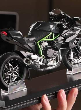 合金仿真摩托车模型玩具川崎H2R杜卡迪机车收藏摆件男生生日礼物
