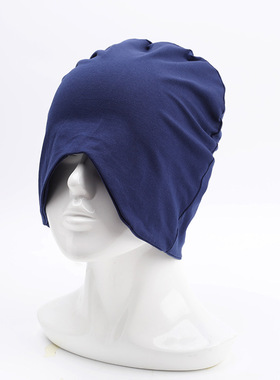 防风睡帽男款老人遮光头套头罩睡眠晚上戴的纯棉睡觉帽子男士眼罩