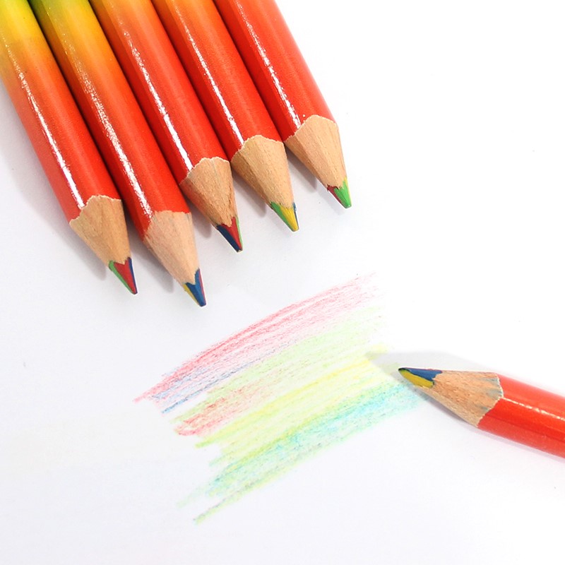 马可四色彩色铅笔一笔多s色彩铅渐层色彩虹铅笔多色混色绘画涂鸦
