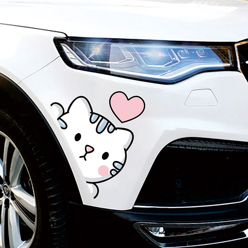 汽车贴纸卡通可爱猫咪贴画车身划痕遮挡贴保险杠油箱盖贴个性贴图