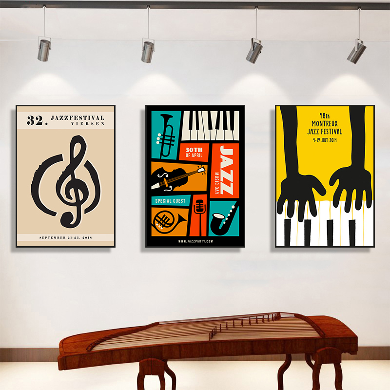 音乐教室装饰画抽象音符乐器图案钢琴室琴房布置挂画酒吧清吧壁画