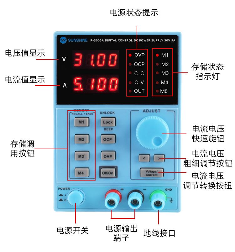 。新讯工具直流稳压源可调电压30V5A数显式可编程手机维电修电流