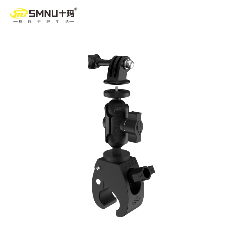 SMNU十玛摩托车GOPRO运动相机支架行车记录仪360度拍摄车载云台架