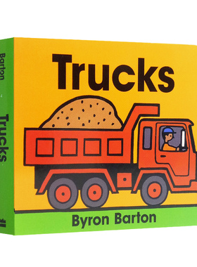 进口英文原版绘本 纸板书 Trucks 各种各样的卡车 拜伦巴顿Byron Barton作品 交通工具幼儿启蒙认知单词童书 2~6岁 Harper Collins