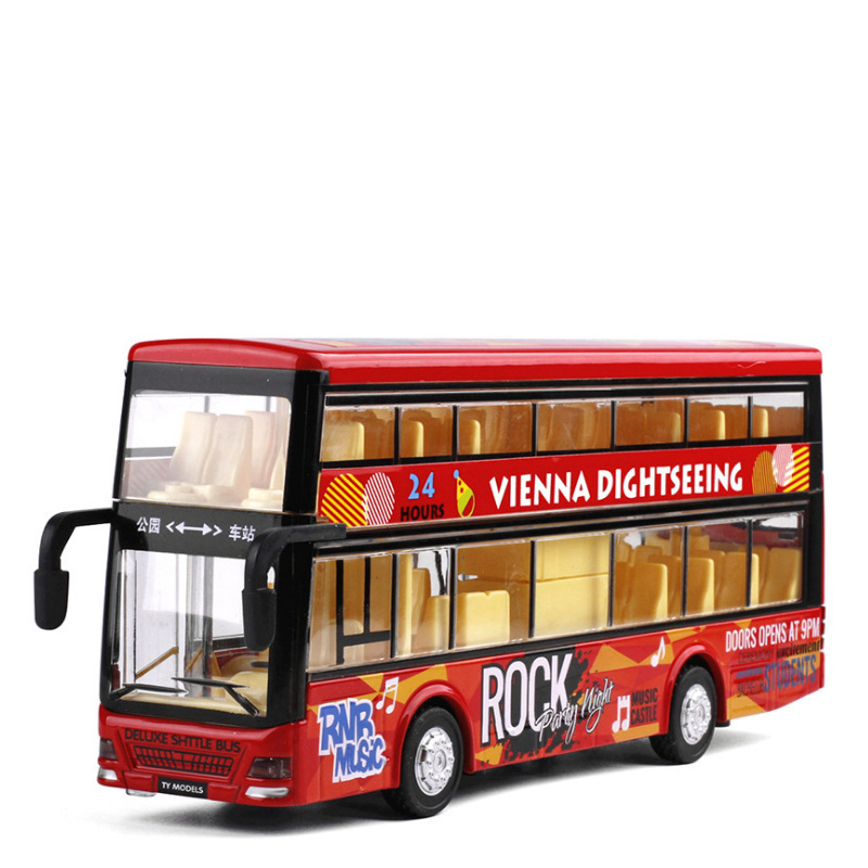 原厂1/32双层经典合金大巴士模型儿童公交车玩具