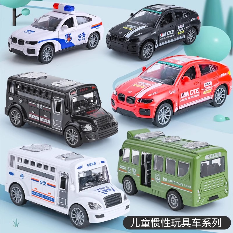 （买一送一）惯性可开门救护车摩托车警车越野车模型小汽车玩具