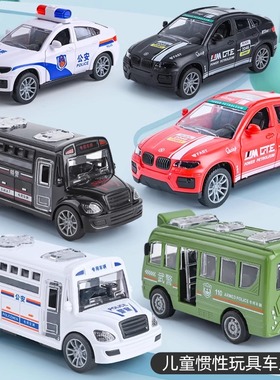 惯性可开门救护车摩托车警车越野车模型小汽车玩具