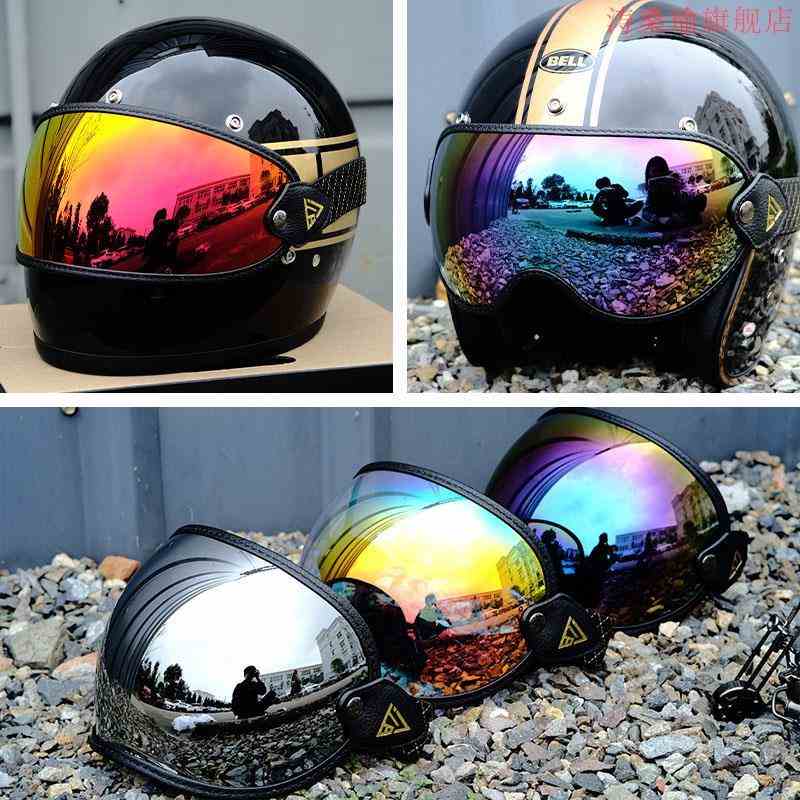 新品摩托车头盔护目镜复古Shoei zero全盔Bell防风镜/4半盔泡泡镜