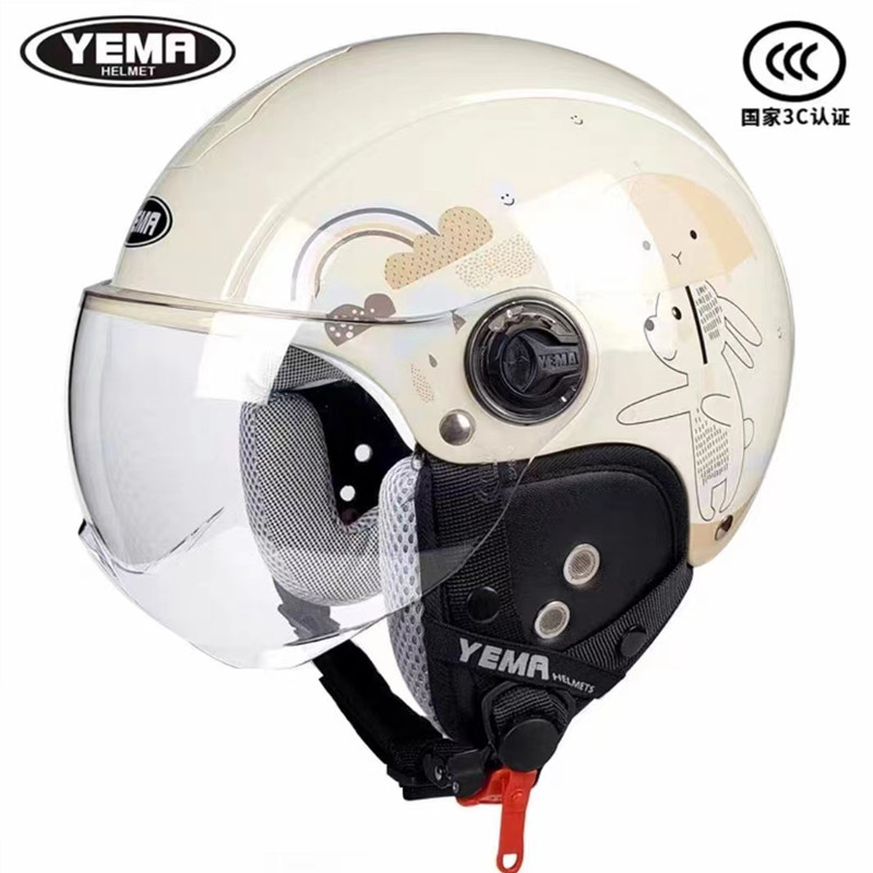 野马四季头盔3C认证YM101S卡通摩托车电动车男女轻便安全帽配护耳