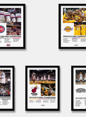 NBA篮球队海报湖人马刺猛龙骑士热火活塞队装饰画美国篮球队挂画