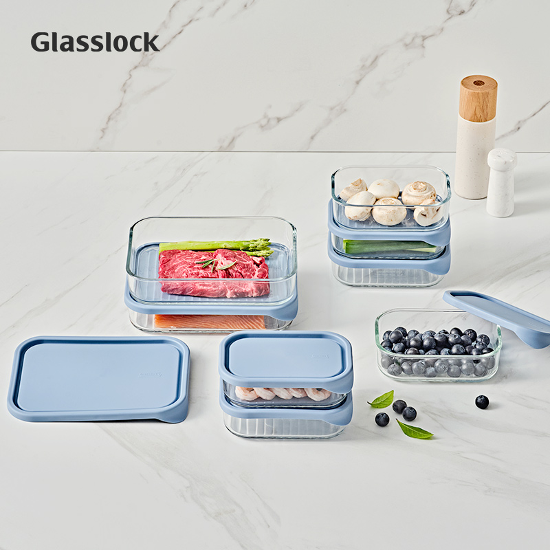 Glasslock韩国进口冷冻带盖玻璃收纳盒多规格冰箱冷冻储物保鲜盒