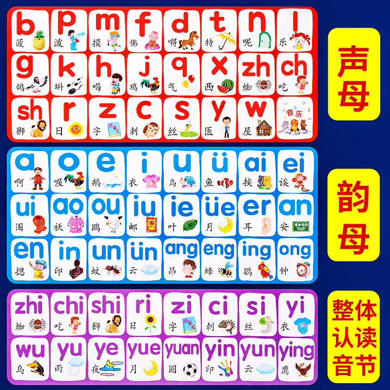 汉语拼音有声挂图声韵母字母表墙贴拼读训练学习神器26个英文字母