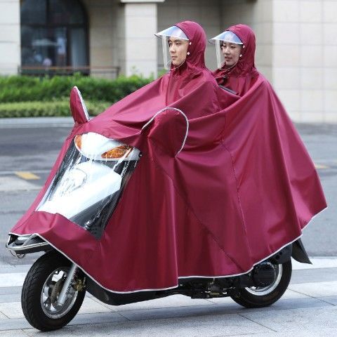 天堂摩摩托车电动电瓶车雨衣面罩防水单双人加大防暴雨遮脚雨披