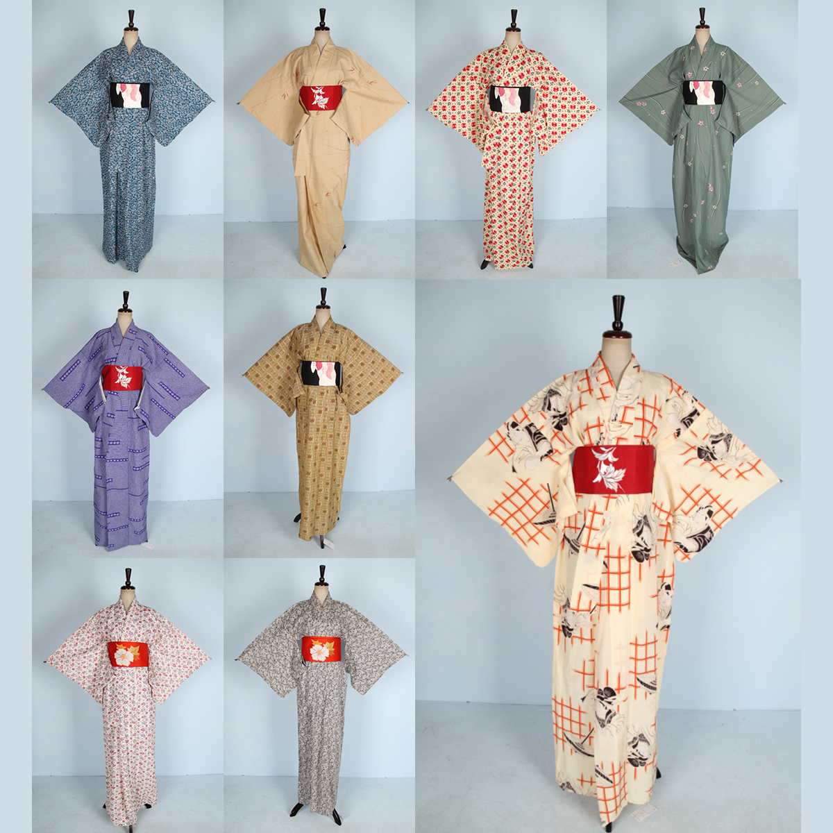 vintage古着日本传统人物图案碎花和服浴衣写真舞台装外套17-451