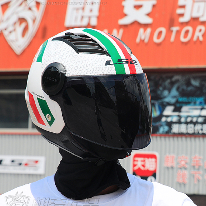 新LS2摩托车头盔四分之三半盔大码电动车3C安全帽男女透气蓝牙夏6