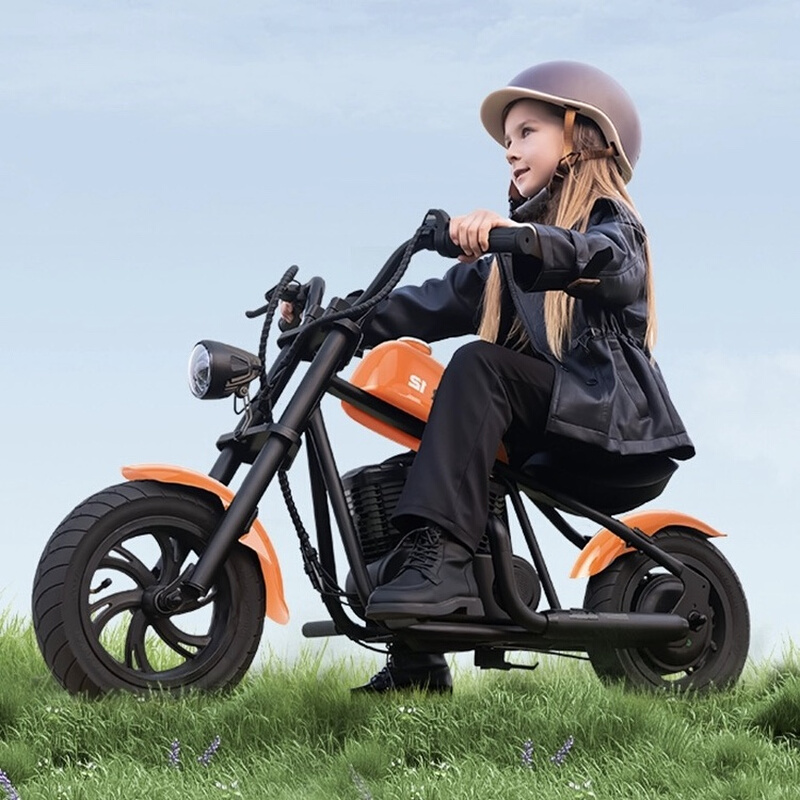 高端儿童电动摩托车复古小孩两轮玩具车无刷充气轮宝宝赛车可坐人