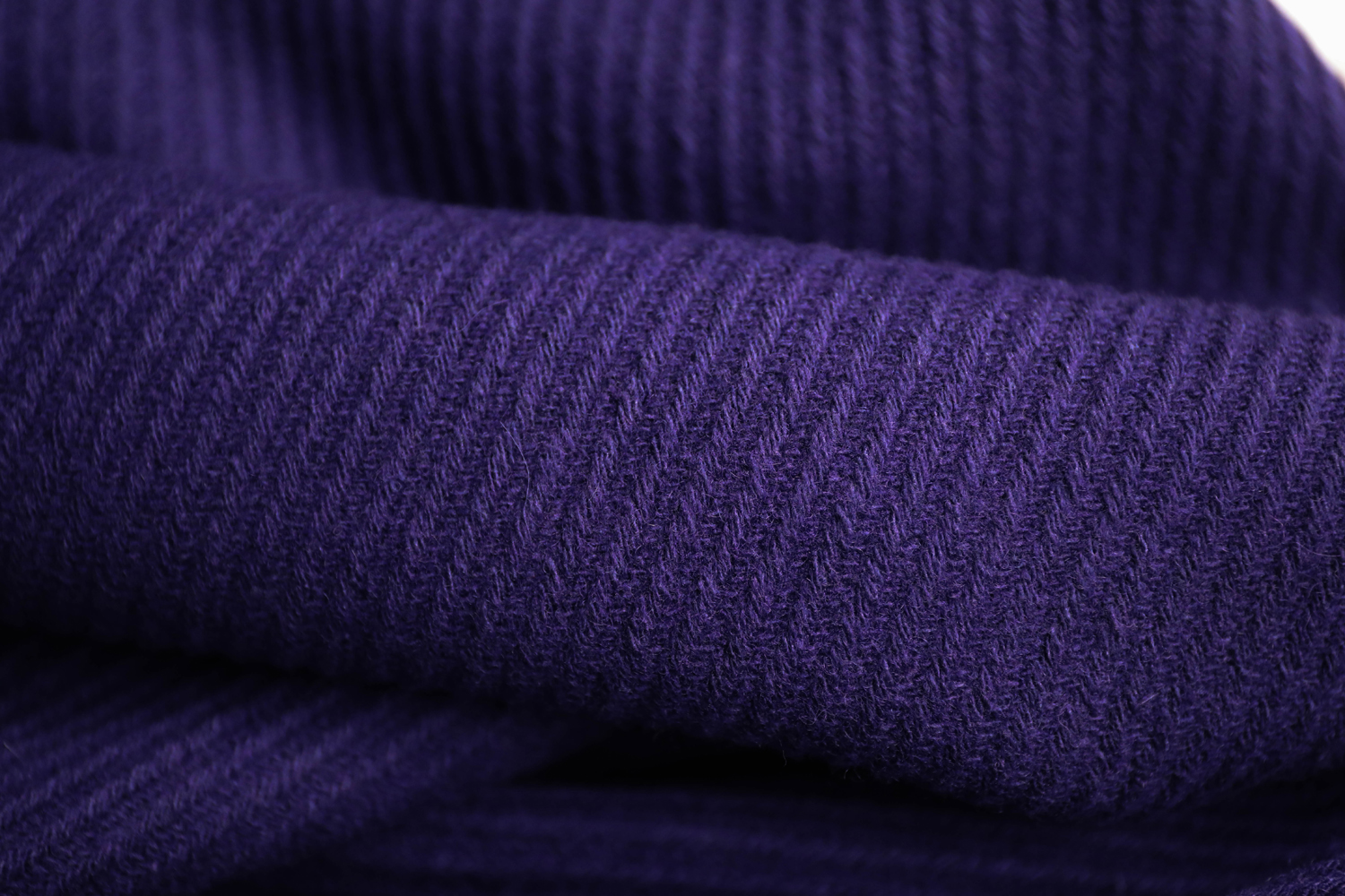 日本进口舒适紫罗兰色斜纹立体编织粗纺纯羊毛面料设计师外套布料