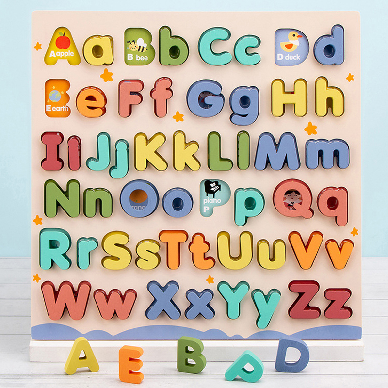 abcd学英语26个字母卡片挂图墙贴儿童玩具积木拼音表拼读训练拼板