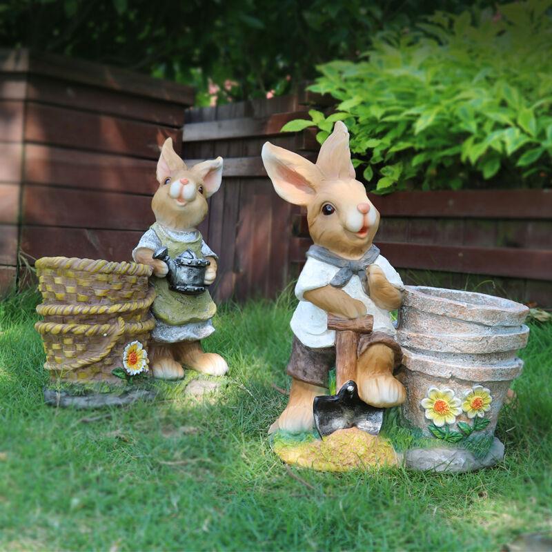 花园庭院摆件仿真兔子花盆户外园林树脂动物雕塑卡通露台院子装饰