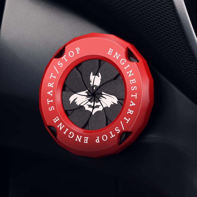 汽车内饰改装蝙蝠一键启动按钮点火开关旋转保护盖摩托车启动装饰