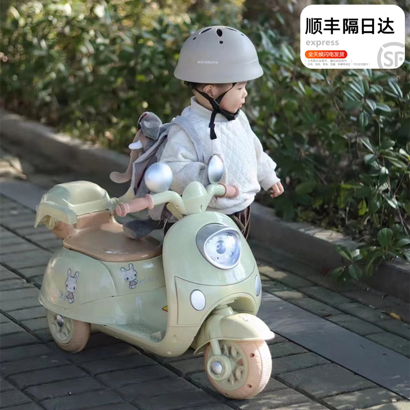 儿童电动车双驱动电瓶车摩托车女宝宝可坐人充电玩具车遥控三轮车