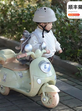 儿童电动车双驱动电瓶车摩托车女宝宝可坐人充电玩具车遥控三轮车
