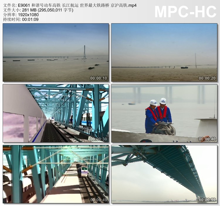 和谐号动车高铁 长江航运铁路桥 京沪高铁 高清实拍视频素材