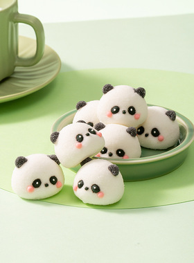 小熊猫头棉花糖果蛋糕装饰摆件圣诞新年可爱卡通动物造型儿童烘焙