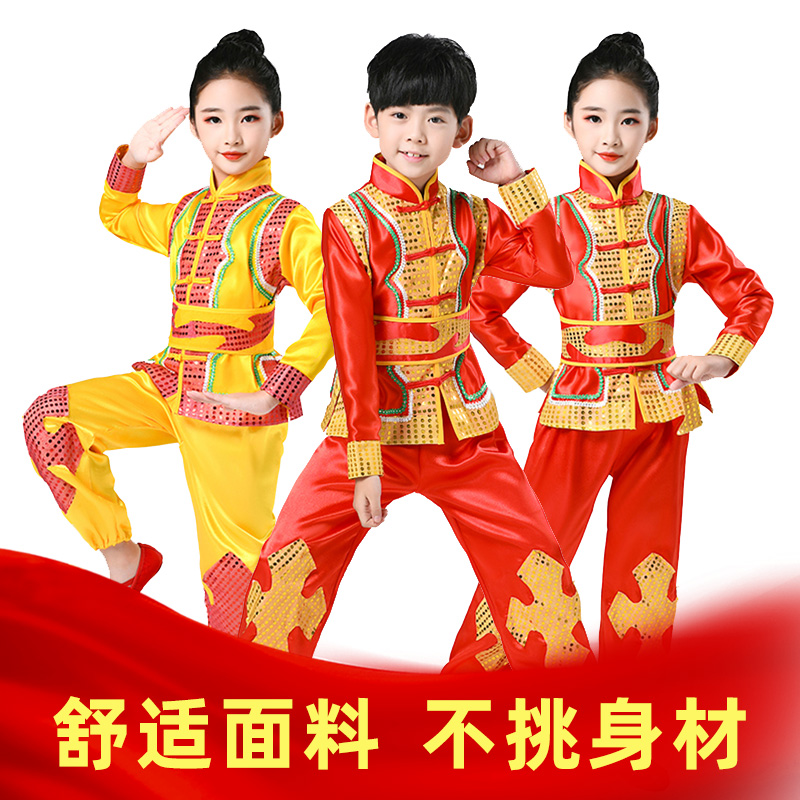 儿童壮族服装广西三月三民族服儿童葫芦丝演出服少数民族服装女童