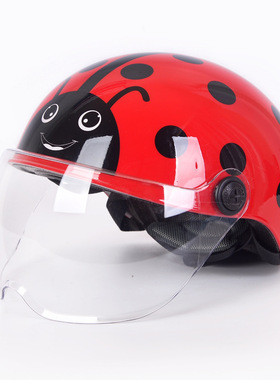 3C认证儿童卡通头盔摩托车夏季半盔超轻电动车安全帽头围可调节