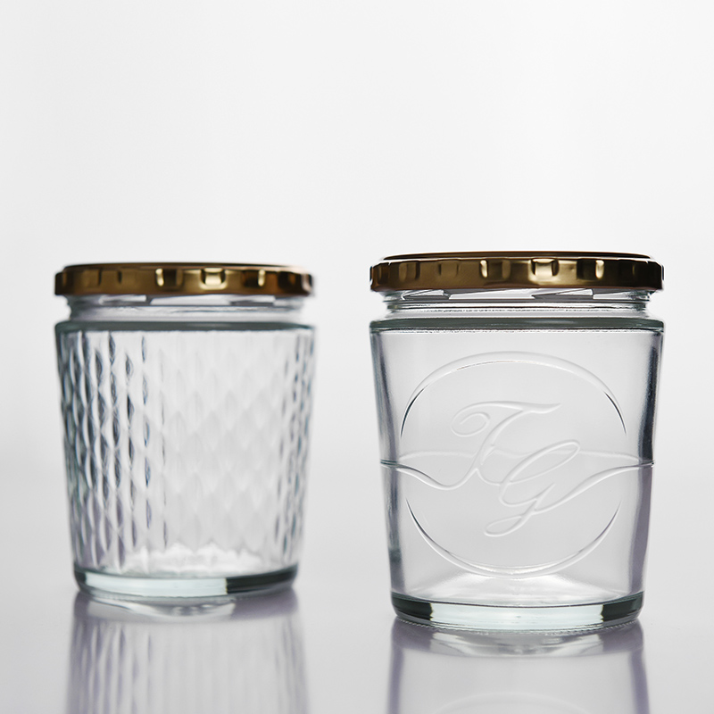 两件包邮 日本进口东洋佐佐木透明玻璃花纹密封罐子存储瓶子380ml
