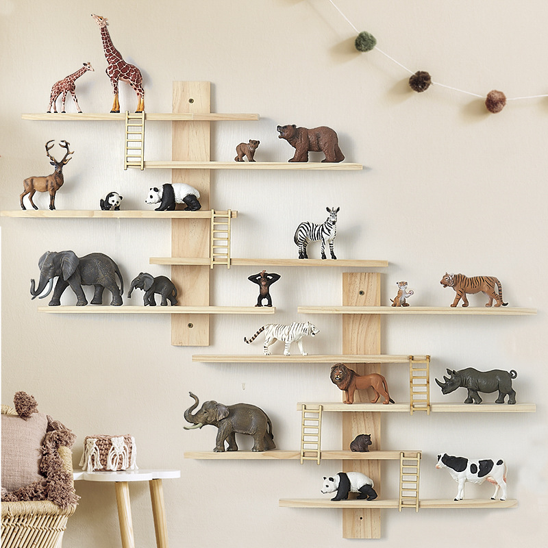 男女儿童房间设计软装布置攻略墙面上玩具置物收纳动物模型展示架