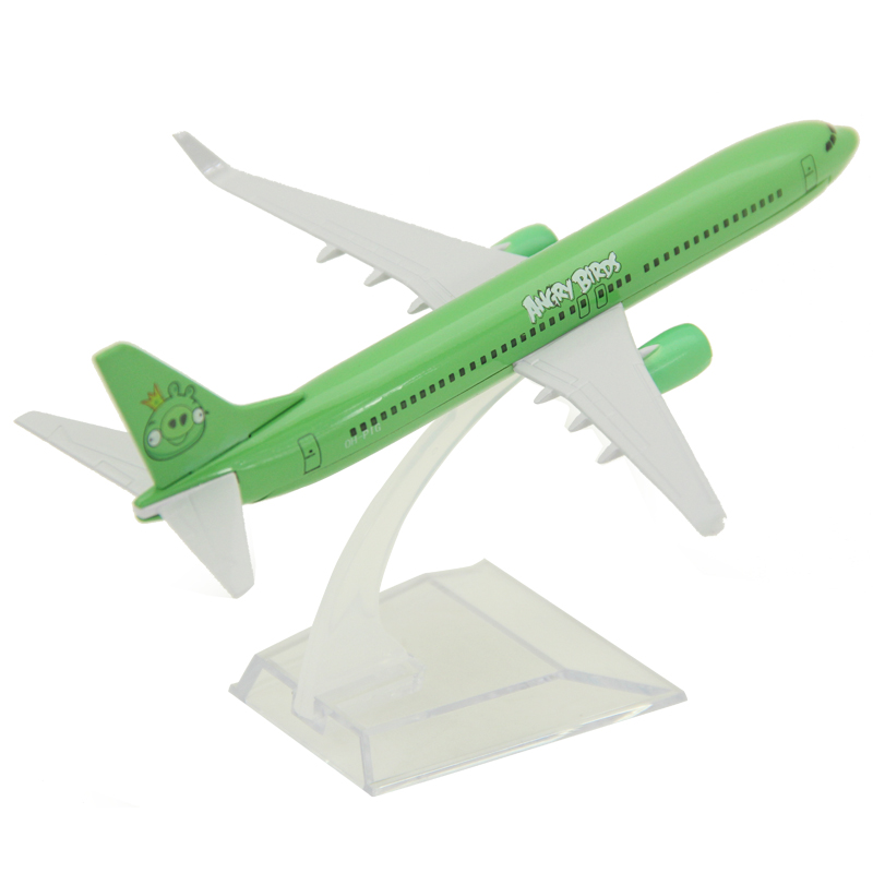 飞机模型愤怒小鸟系列绿猪波音737-800机型绿猪客机航模合金 16cm