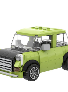 憨豆先生创意MOC经典系列城市的迷你小车国产拼插积木摆件玩具