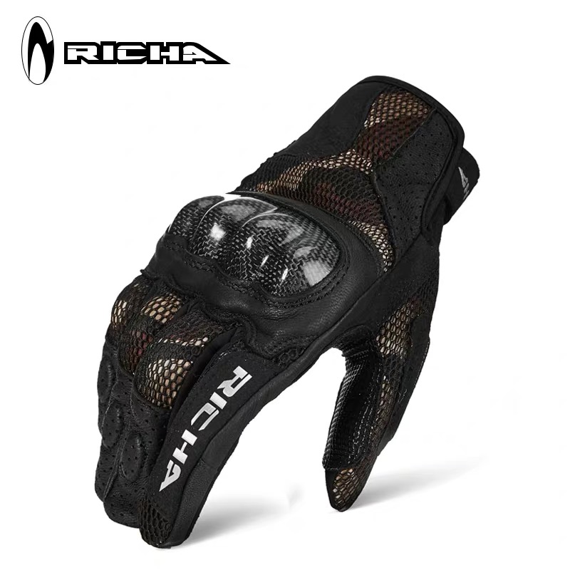 新品RICHA摩托车手套全指夏季骑行男女士透气防摔机车触屏碳纤维