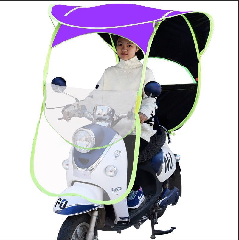雅迪电瓶车雨棚电动摩托车遮雨蓬加厚自行车棚蓝色防晒遮阳雨伞篷
