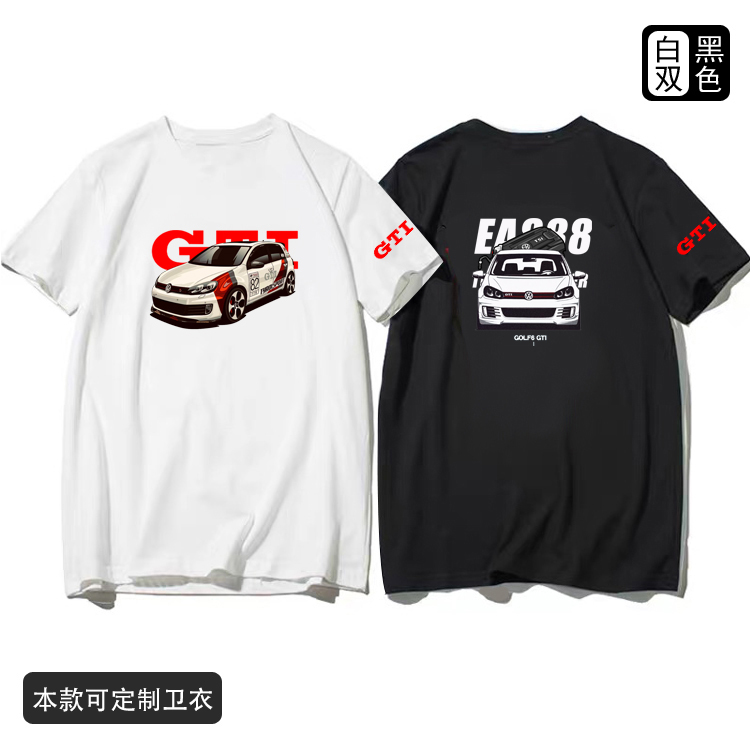 大众GTI高尔夫R跑车R36赛车MK4尚酷R圆领定制印花全棉改装车T恤