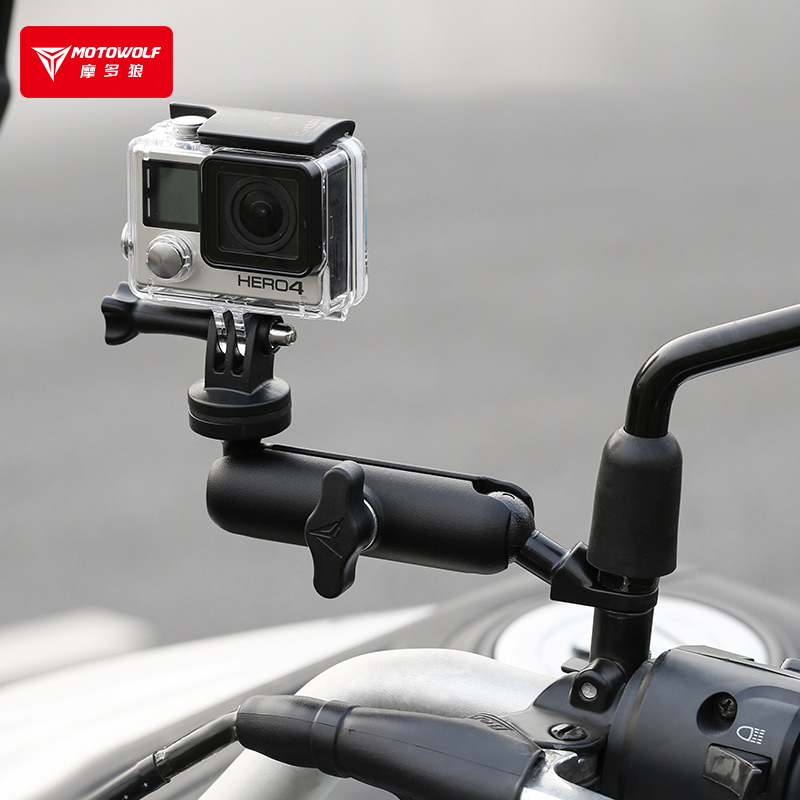 摩多狼摩托车gopro运动相机支架摄像车把固定架骑行直播改装配件