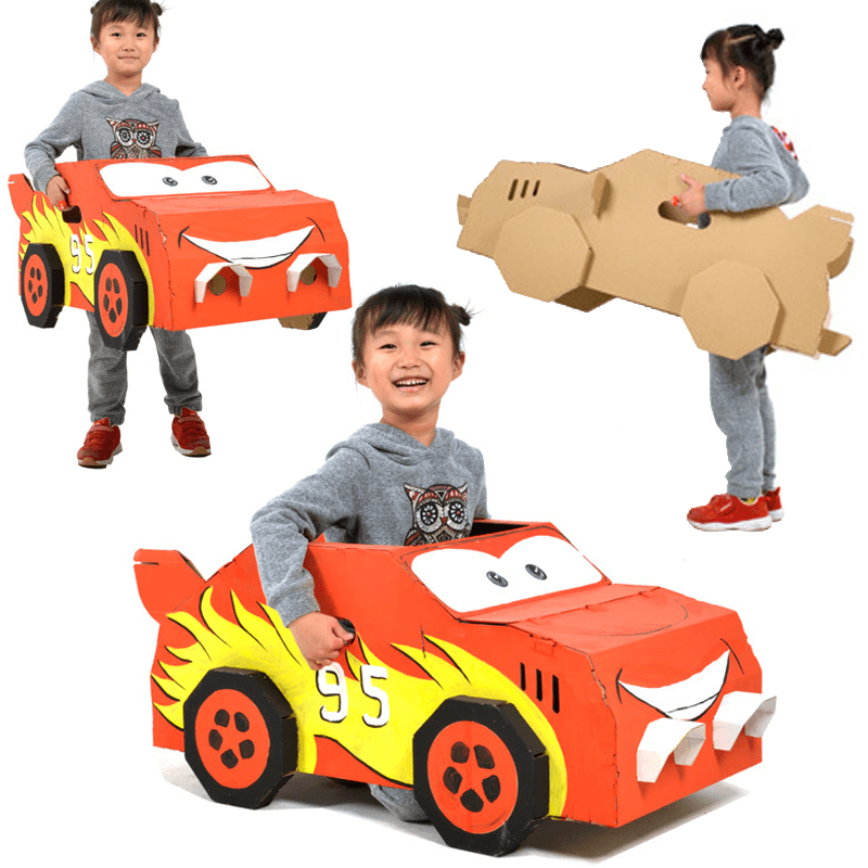 可穿戴儿童纸板玩具幼儿园纸箱手工diy材料 涂鸦坦克飞机手提汽车