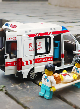120救护车玩具车男孩合金车小汽车模型车仿真摆件儿童警车急救车