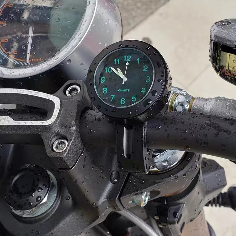 摩托车电动车车载电子钟表时间户外防水汽车踏板车时钟粘贴温度计