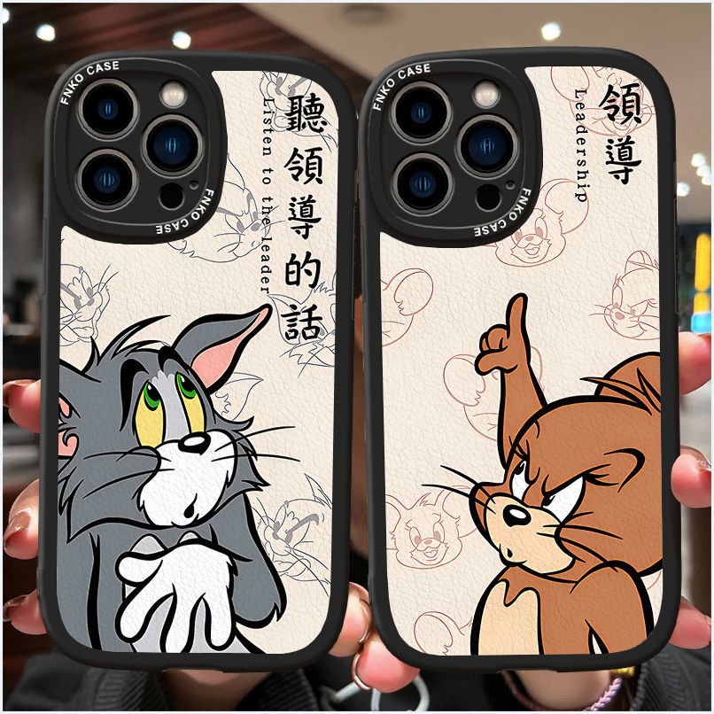 猫和老鼠情侣手机壳苹果13小羊皮Reno8全包x80小米汤姆杰瑞情侣壳